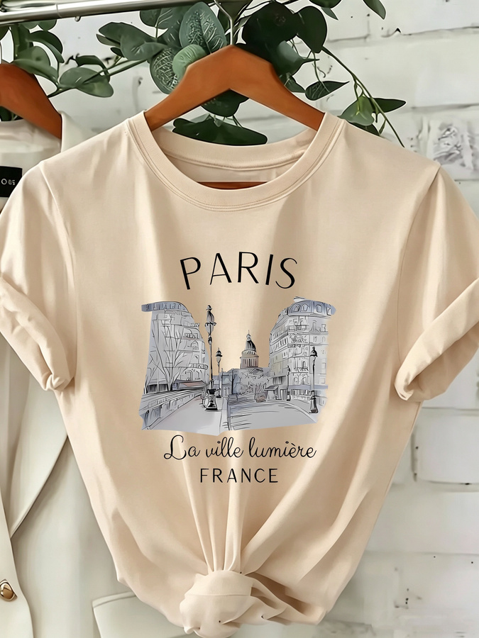 Street Fashion Trends 2025 - 2026 New Women's Paris Print Crew