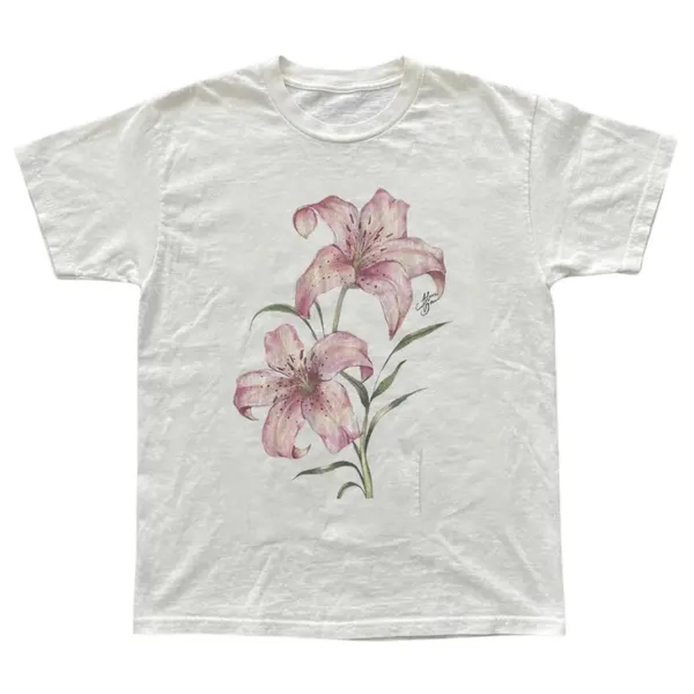 Street Fashion Magazine - Pink Lily Floral T-Shirt, Tree Shirt,