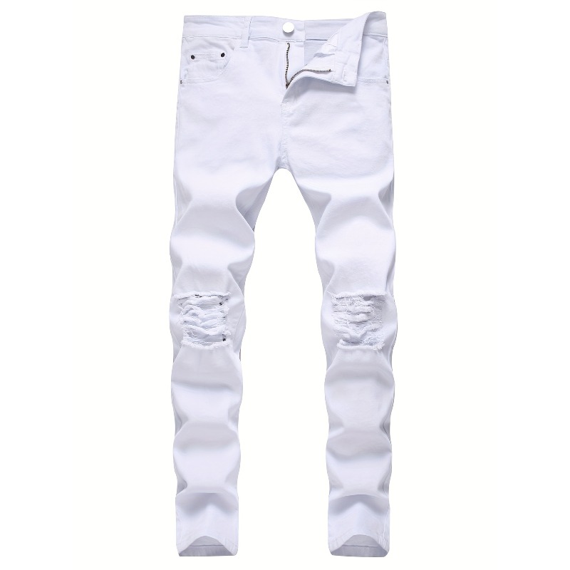 Skinny Stretch Ripped Jeans Me - Distressed Jean Rip 评论和价格
