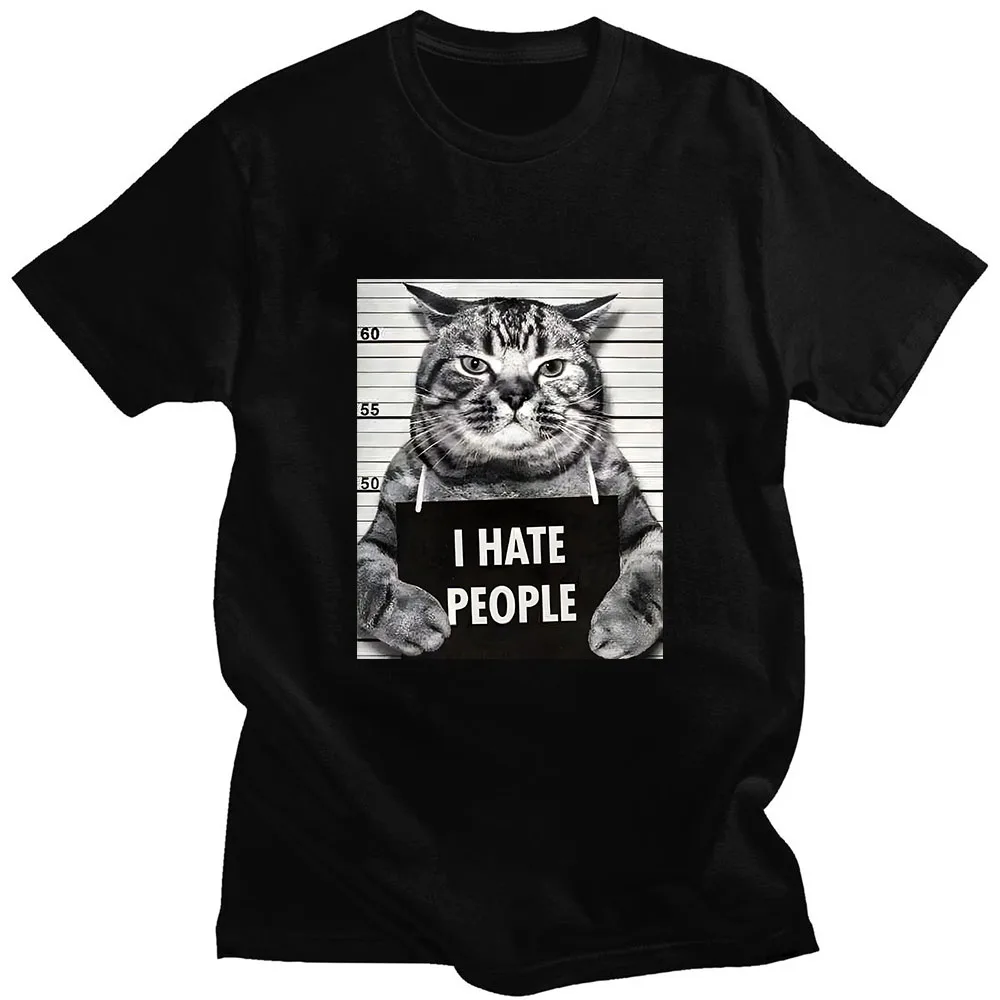 Asian sizeI Meow Print T-shirt - Street Fashion Asian Men 评论和价格
