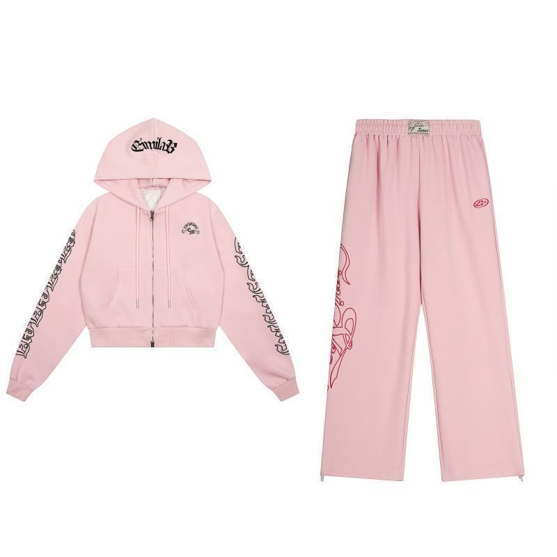 Y2K American Casual 2-piece Se - Graphic Hoodie Streetwear 评论和价格